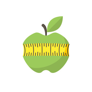 Red Apple With Measuring Tape Icon