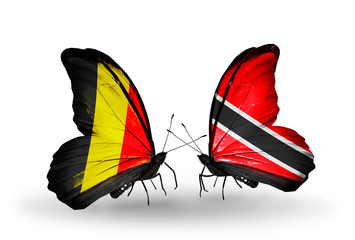 Two butterflies with flags Belgium and Trinidad and Tobago