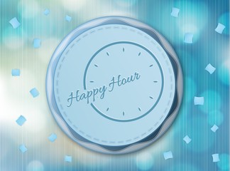 happy hour background with clock