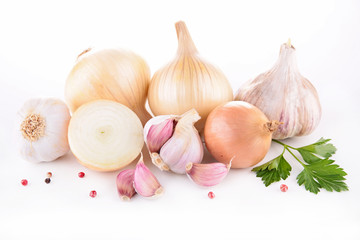 fresh garlic and onion