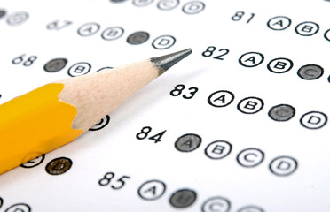 Test score sheet with answers
