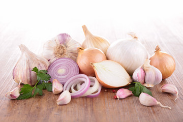 fresh garlic and onion