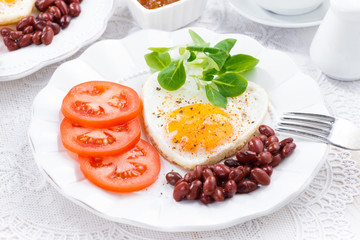 Breakfast Valentine's Day on  plate