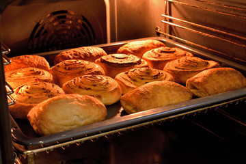 Baked cakes on a tray