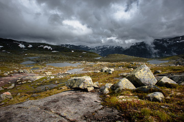 The summer view of Trolltunga in Odda, Norway