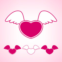 Heart with wings, vector illustration