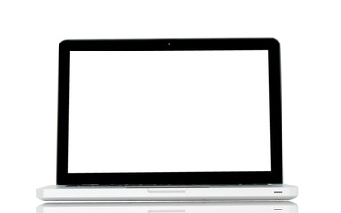 White Laptop with blank screen