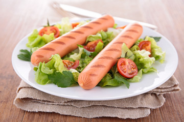 grilled sausage and salad