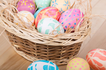 Easter Basket of Colored Eggs