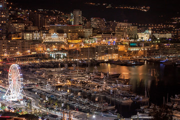 Fototapeta premium Montecarlo skyline at night, french riviera