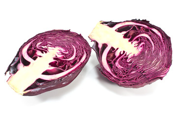 Red cabbage isolated on white