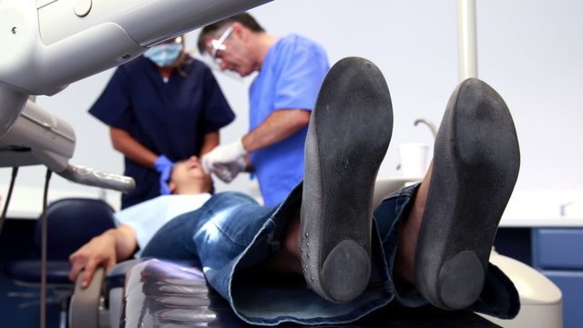 Patient twitching in the dentists chair
