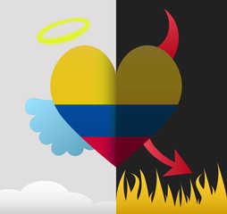 Colombia angel and devil heart