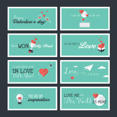 Fototapeta na wymiar Set of flat design Valentines day greeting cards and banners