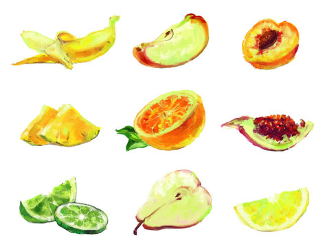 drawing slices of fruit