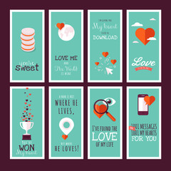 Fototapeta na wymiar Flat design Valentines day greeting cards