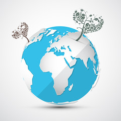 Globe - Earth with Heart Shaped Trees