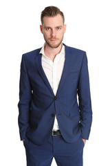 Businessman wearing a blue jacket
