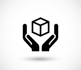Handle with care icon vector