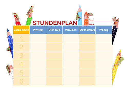 Stundenplan mit Rotaugenlaubfr&ouml;schen