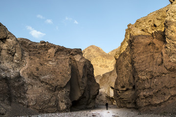 Fototapeta na wymiar A man inside the tunnel. Death Valley, CA.