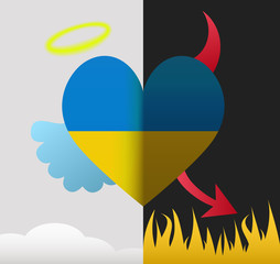 Ukraine angel and devil heart