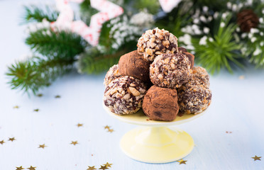 Assorted dark chocolate truffles