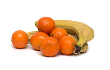 Fruit - bananas and tangerines. Vitamins. Photo.