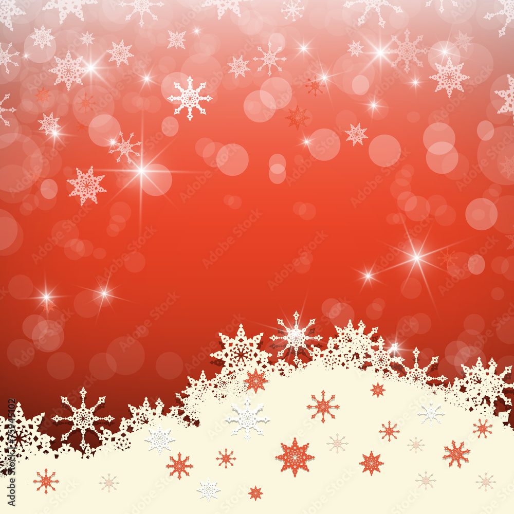 Poster Red Vector Abstract Blurred Bokeh Winter Background