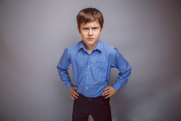 portrait a teenage boy frowning brown hair of European appear