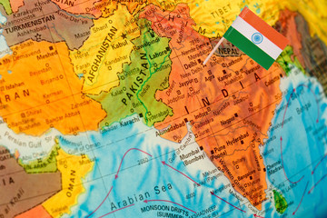 map with flag of India