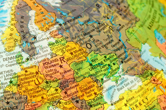 map detail globe eastern Europe