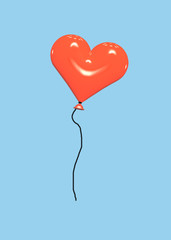 Fototapeta na wymiar Heart balloon on a blue background.