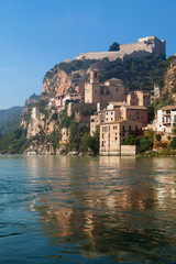 Miravet Castle and the Ebro river in Catalonia.