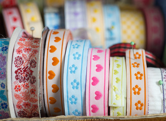 Colorful fabric ribbon tapes
