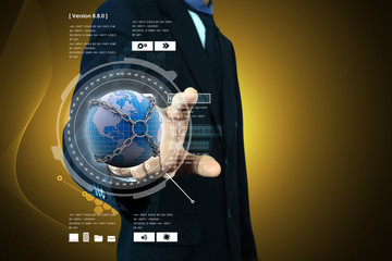 Smart hand showing futuristic technology