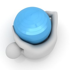 3d man exercising position on fitness ball. My biggest pilates s