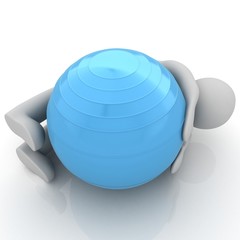 3d man exercising position on fitness ball. My biggest pilates s