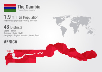 The Gambia world map with a pixel diamond texture.