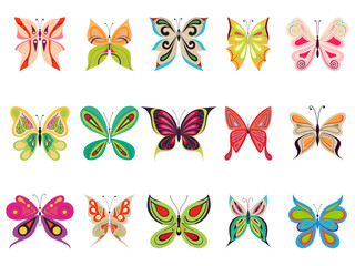 Fototapeta na wymiar Set of colorful vector butterflies