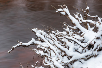 abstract frozen ice textures in the river