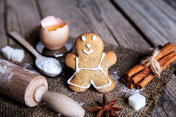 Christmas baking cookies with baubles  spices