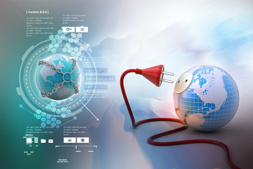 earth globe with power cable