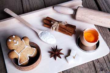 Christmas baking cookies with baubles  spices
