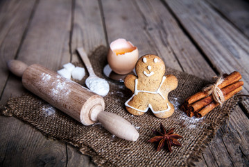 Christmas baking cookies with baubles  spices