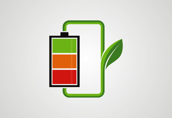 Green charging battery logo vector - 75953932