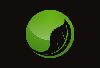 Circle leaf ecology logo vector