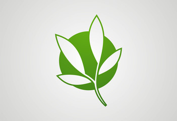 Circle leaf ecology logo vector