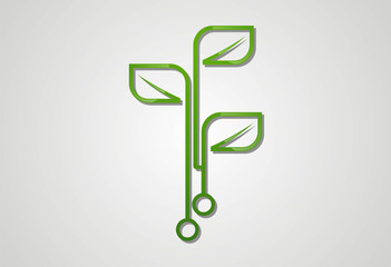 Tech leaf ecology logo vector