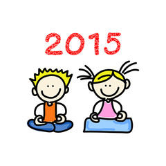 hand drawing cartoon happy people 2015